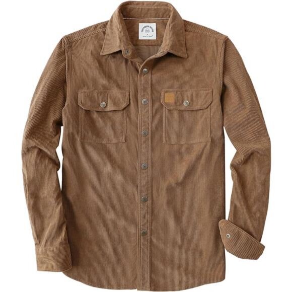 Corduroy Shirt Men Corduroy Jacket Long Sleeve Casual Work Vintage